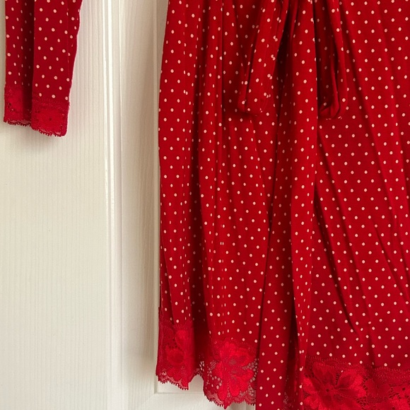 Victoria's Secret Red Polka Dot lace modal Robe - Picture 7 of 9
